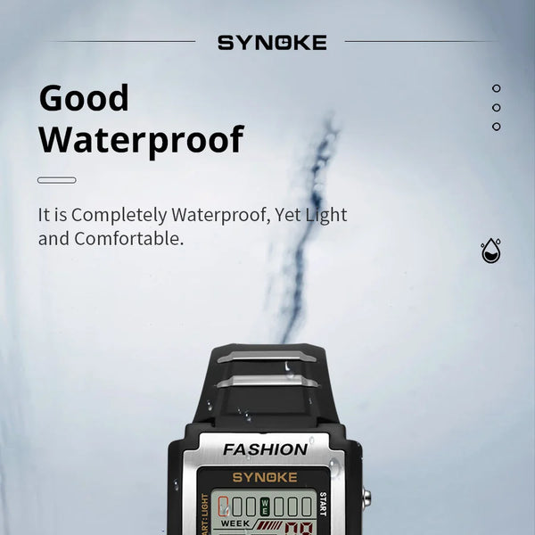 Reloj electrónico deportivo Rectangular para hombre, resistente al agua, luz nocturna de 50M, pantalla grande, despertador, estilo Retro de tendencia