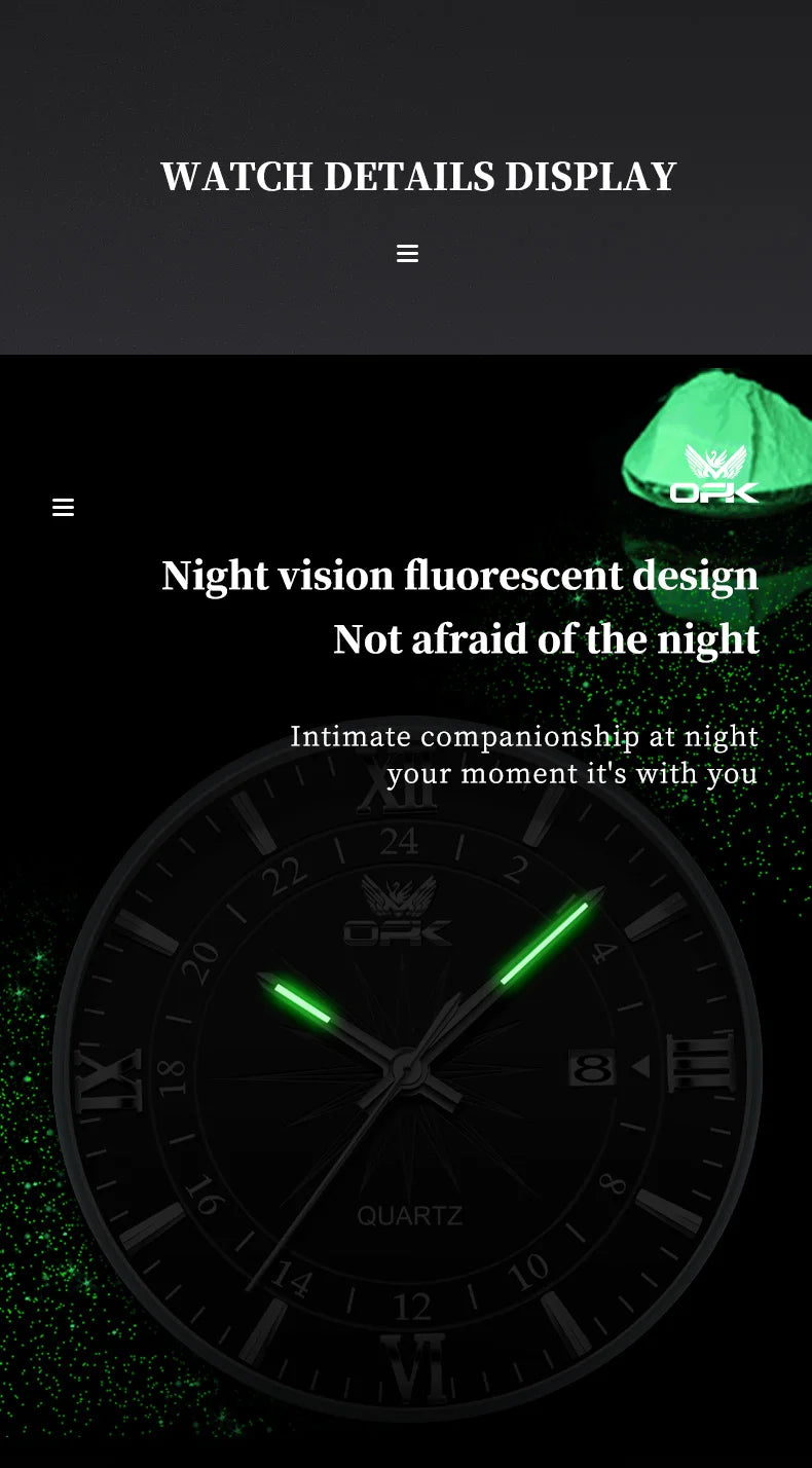 Reloj de cuarzo para hombre con doble calendario y correa de acero marca OPK