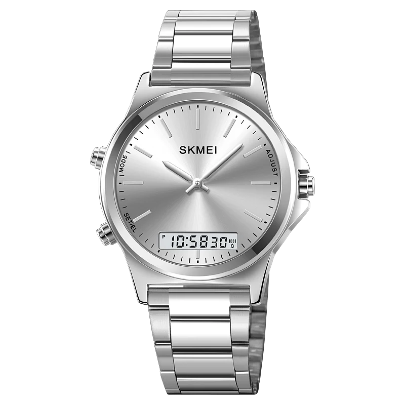 Reloj cronógrafo digital con pantalla de luz trasera de acero completo, relojes de pulsera con alarma impermeables para hombre