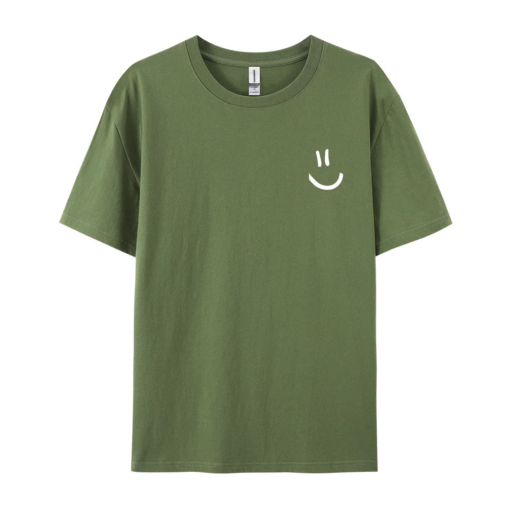 Camisetas minimalistas con estampado gráfico de cara sonriente para hombre, camiseta de Hip Hop, ropa, camiseta transpirable de verano