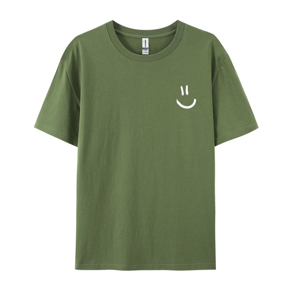 Camisetas minimalistas con estampado gráfico de cara sonriente para hombre, camiseta de Hip Hop, ropa, camiseta transpirable de verano