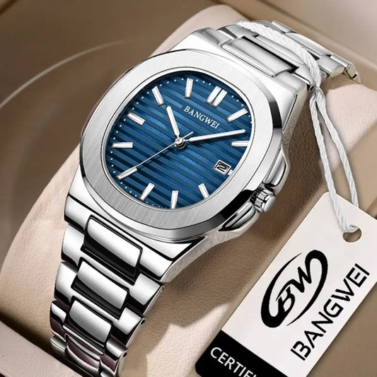 Reloj de cuarzo de lujo para hombre, reloj cronógrafo deportivo de acero inoxidable resistente al agua 30M