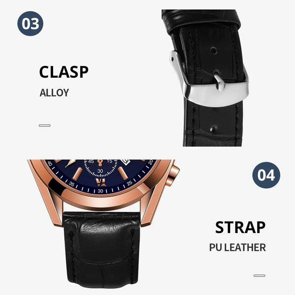 Reloj de cuarzo para hombre, cronógrafo con correa No mecánica, de aleación, con brillo nocturno, resistente al agua, con calendario, a la moda, para negocios