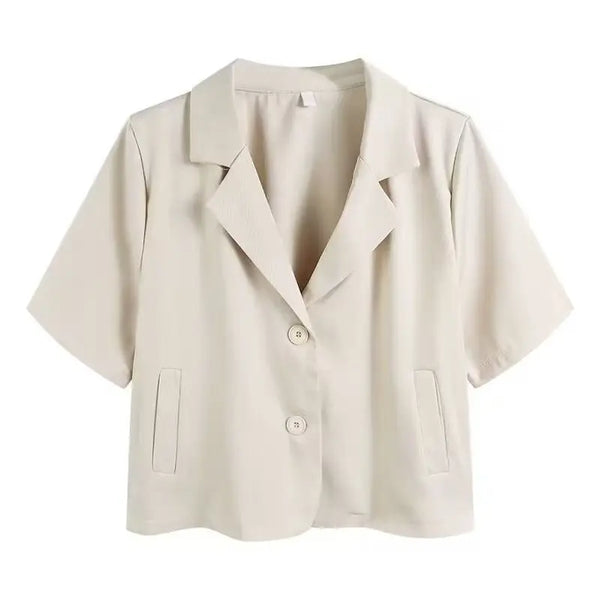 Chaqueta de traje de manga corta para mujer, Tops informales finos de nicho francés de verano 2025