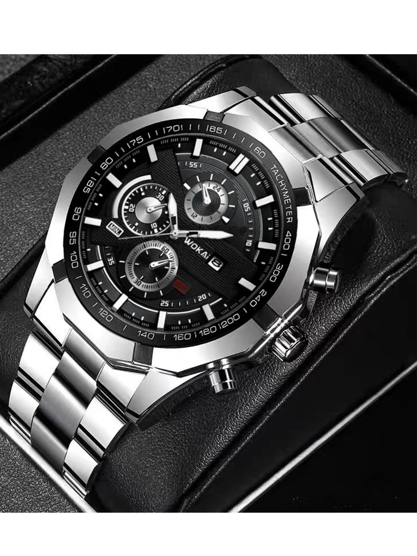 Reloj de cuarzo con esfera de acero para hombre, pulsera de negocios con esfera a escala