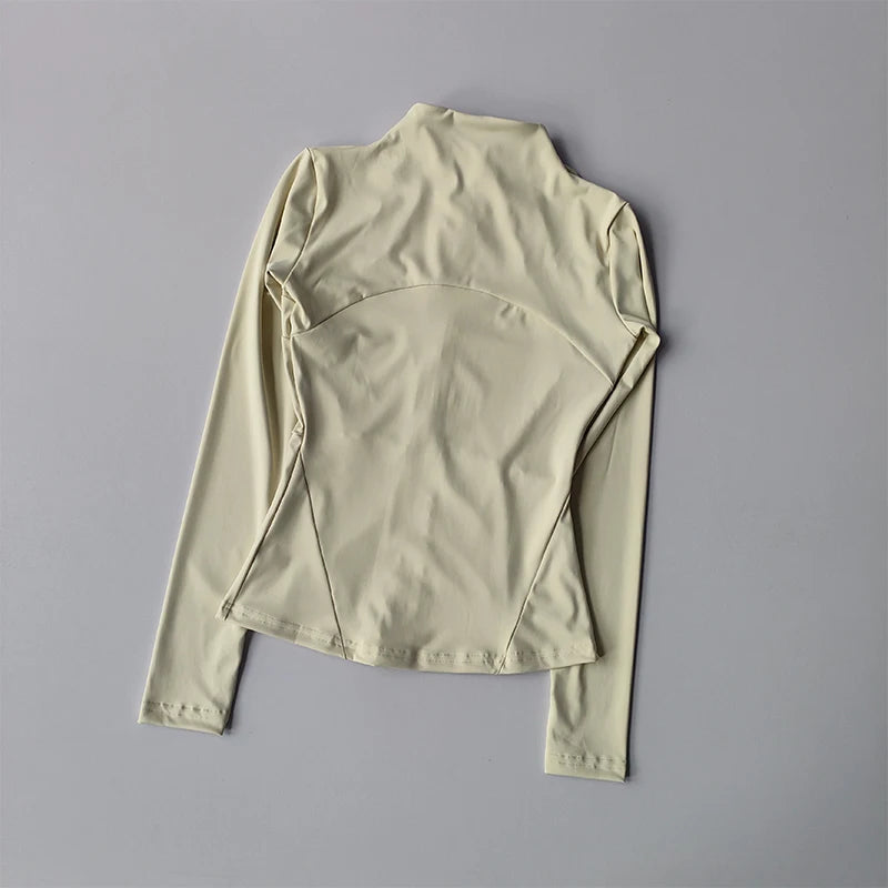 Chaqueta deportiva con cremallera para mujer, abrigos para entrenamiento y correr, cárdigan cálido de manga larga para gimnasio, chaqueta ajustada, ropa deportiva