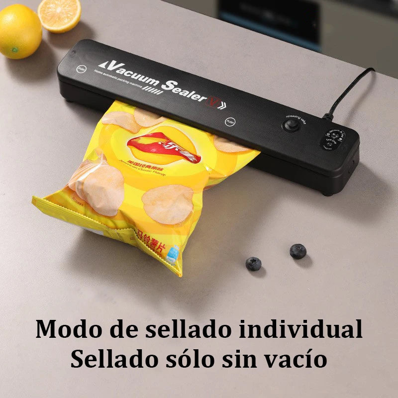 Máquina envasadora de sellador al vacío eléctrico 2025, 220V/110V, con enlace de bolsa de vacío, máquina de sellado al vacío negra fresca para alimentos para el hogar