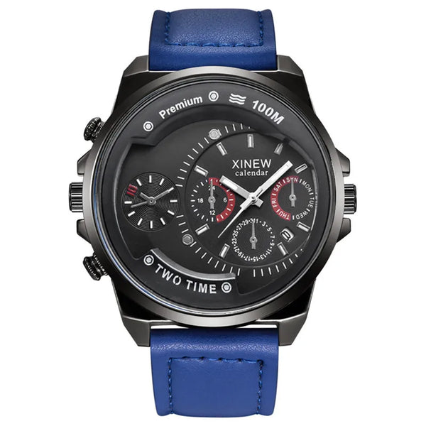 Relojes baratos de la marca XINEW para hombres y estudiantes - Reloj de moda con correa de cuero, fecha simple y movimiento de cuarzo