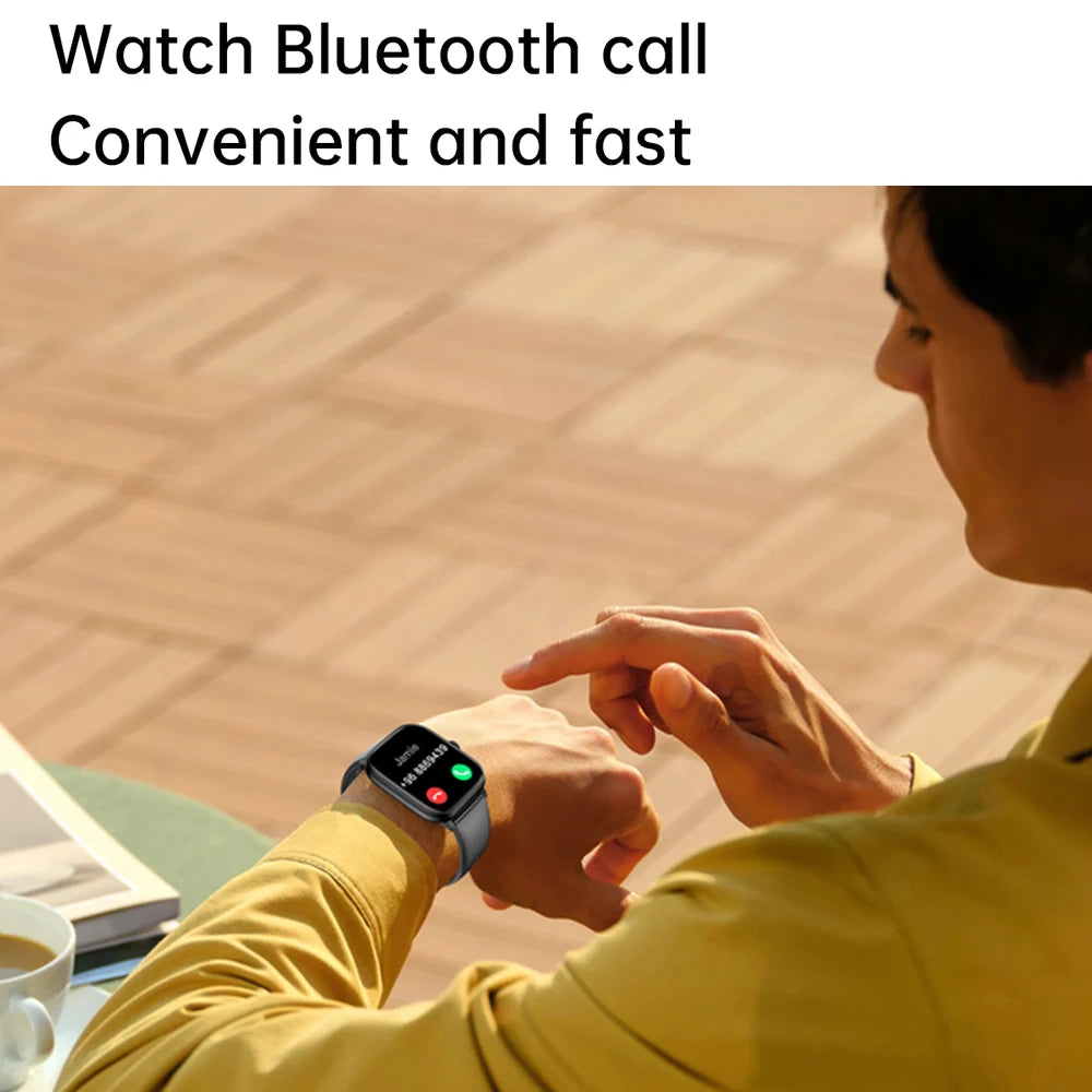 Reloj inteligente con Bluetooth, llamadas, música, relojes inteligentes para hombres, pantalla completamente táctil de 2,01 ", rastreador de Fitness, reloj inteligente resistente al agua