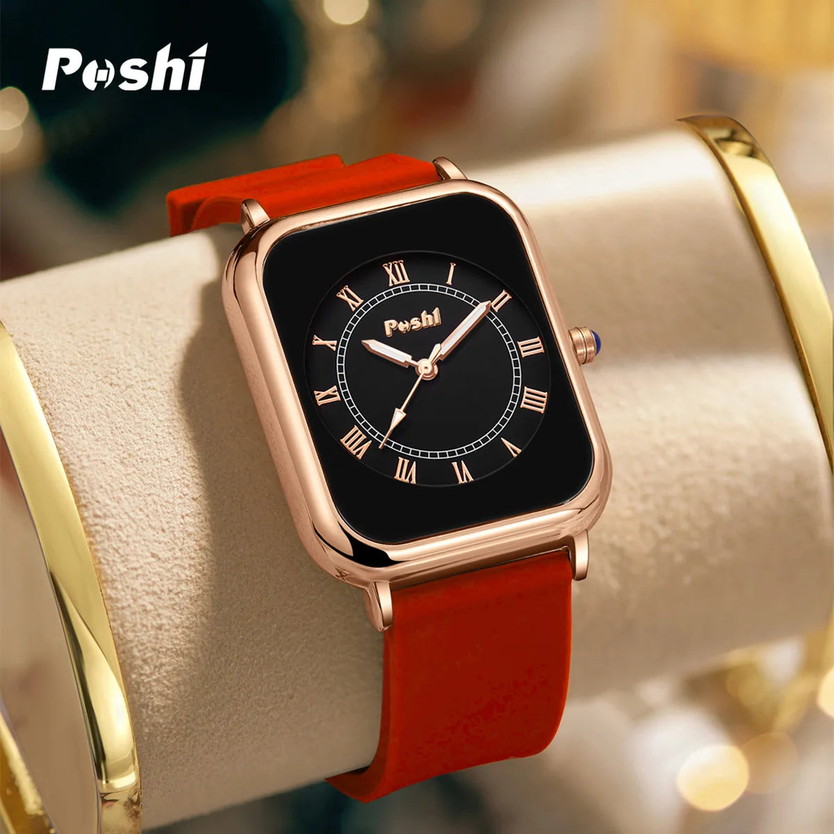 POSHI-Reloj de pulsera de cuarzo Original para mujer, relojes elegantes simples, correa de silicona impermeable, estilo de moda de tendencia