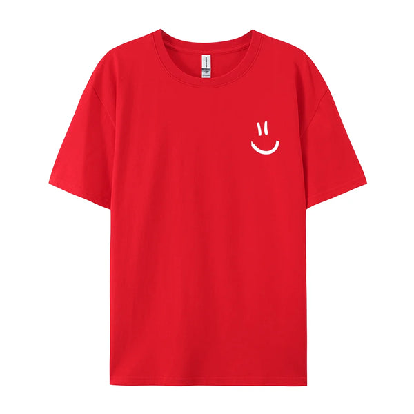 Camisetas minimalistas con estampado gráfico de cara sonriente para hombre, camiseta de Hip Hop, ropa, camiseta transpirable de verano