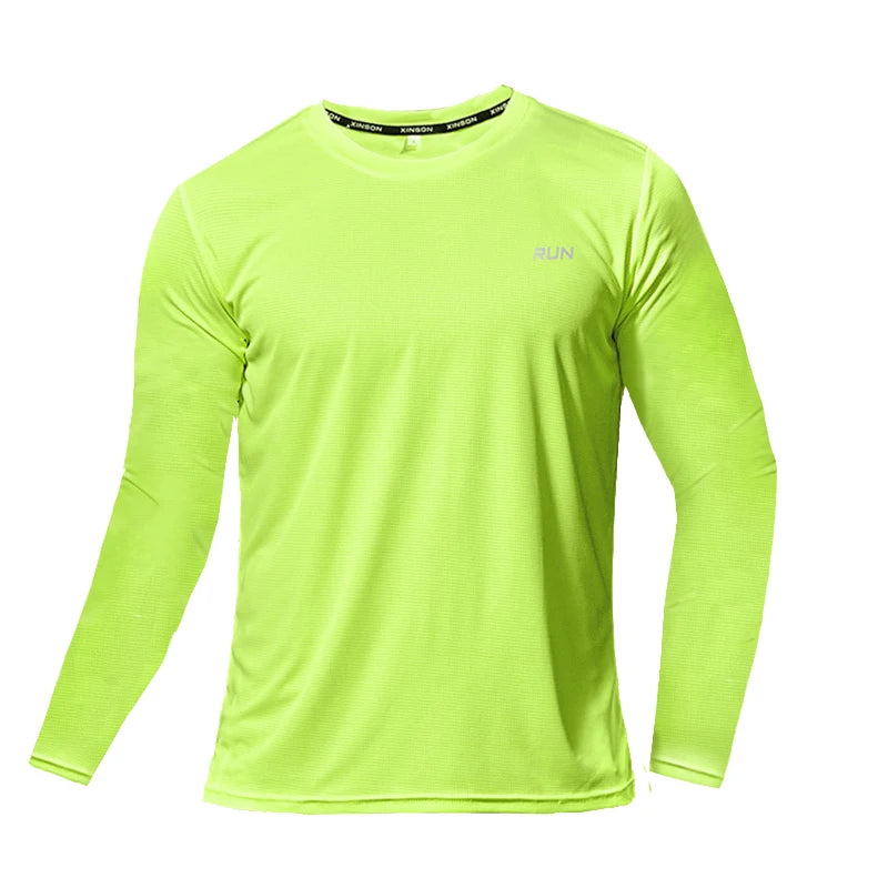 Camiseta de manga larga de seda helada para hombre, ropa exterior transpirable de secado rápido con aire acondicionado, protección solar para exteriores, para correr, verano.