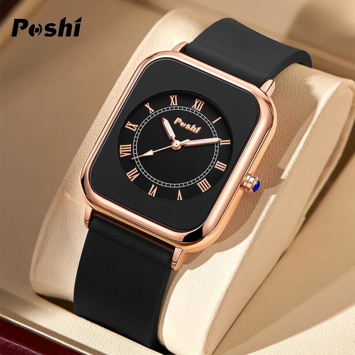 POSHI-Reloj de pulsera de cuarzo Original para mujer, relojes elegantes simples, correa de silicona impermeable, estilo de moda de tendencia