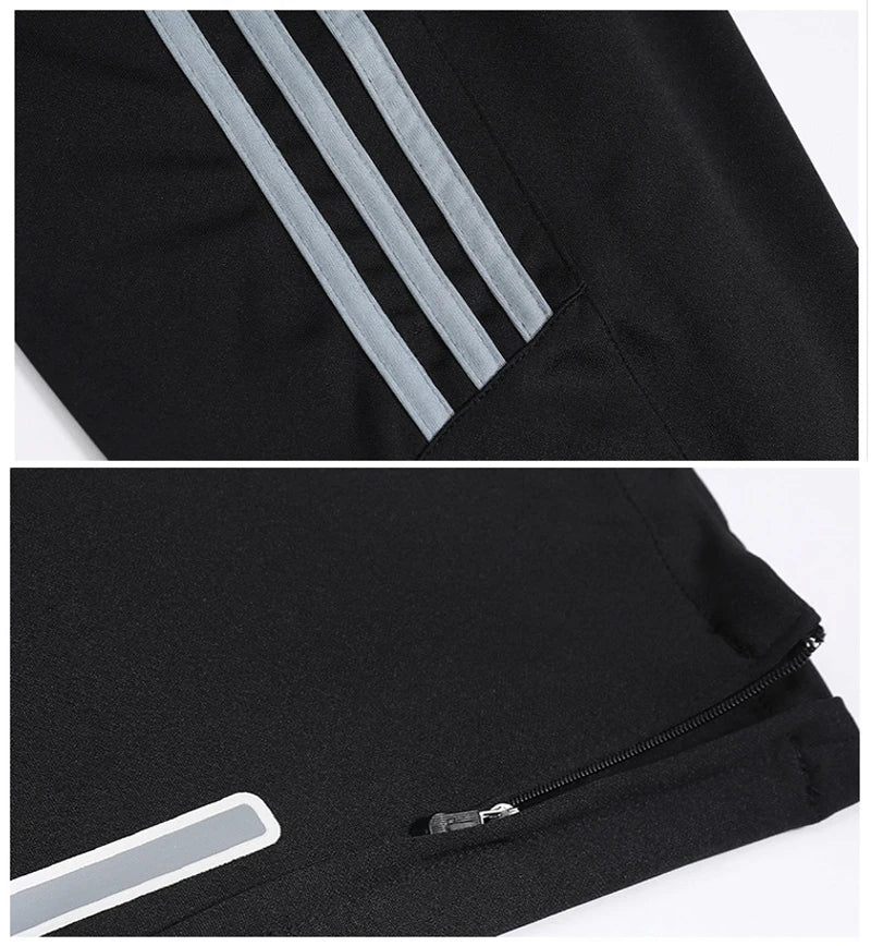 Pantalones de entrenamiento de fútbol deportivos de secado rápido para hombre con bolsillos con cremallera pantalones largos para correr y trotar