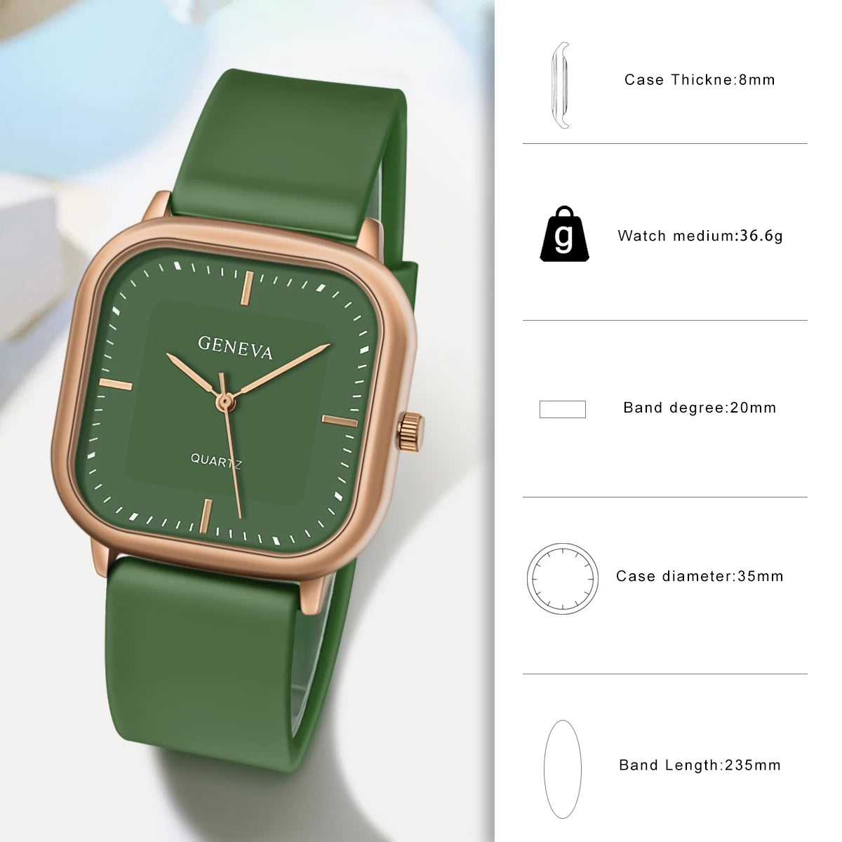 Reloj de silicona de cuarzo cuadrado Simple elegante informal para mujer a la moda regalo para hombres y mujeres