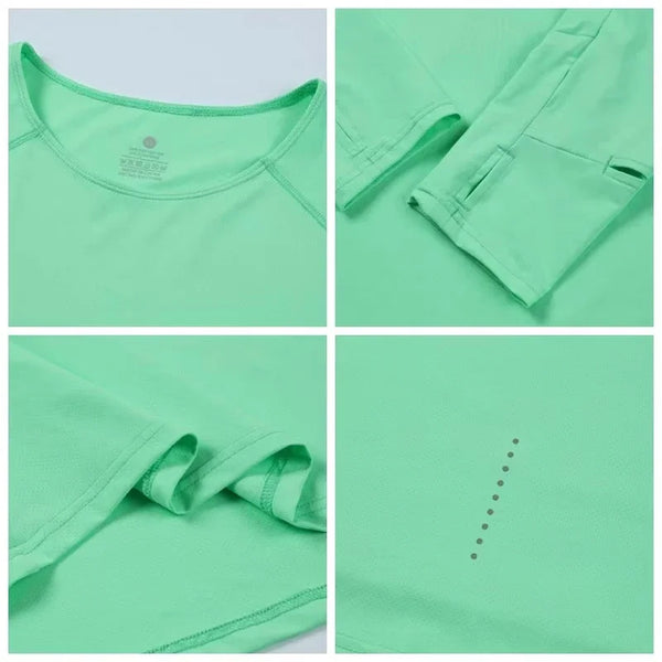 Camiseta para correr maratón para hombre, camiseta de manga larga Anti-UV de secado rápido para entrenamiento, traje de entrenamiento físico con agujero para el pulgar, puño antiestático