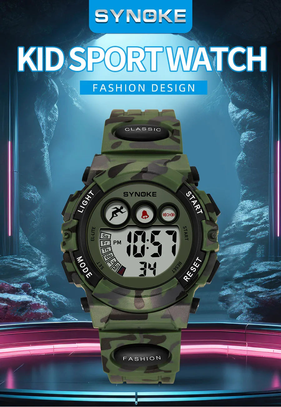 Reloj deportivo SYNOKE para estudiantes para niños, relojes electrónicos coloridos, reloj resistente al agua hasta 50M, reloj digital para niños