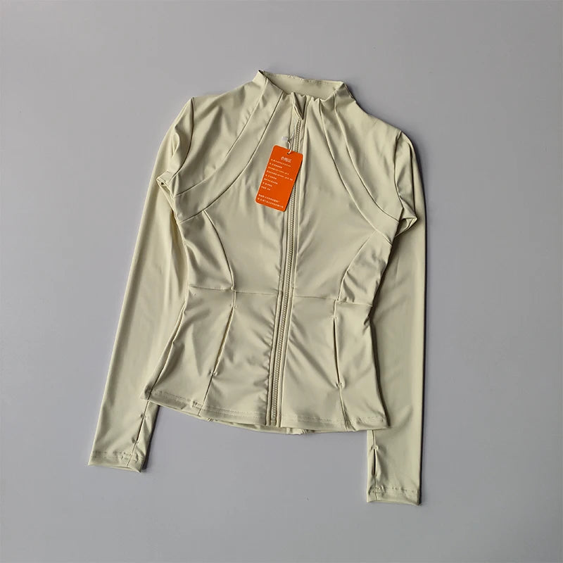 Chaqueta deportiva con cremallera para mujer, abrigos para entrenamiento y correr, cárdigan cálido de manga larga para gimnasio, chaqueta ajustada, ropa deportiva