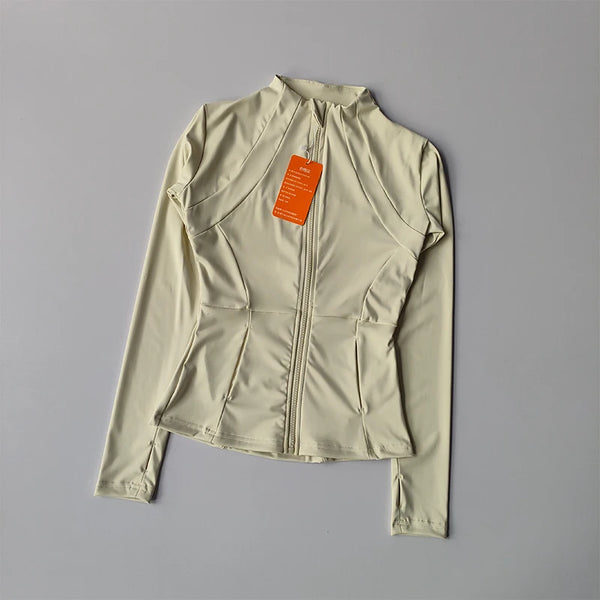 Chaqueta deportiva con cremallera para mujer, abrigos para entrenamiento y correr, cárdigan cálido de manga larga para gimnasio, chaqueta ajustada, ropa deportiva