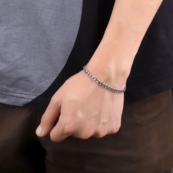 Pulsera de cadena cubana de acero inoxidable para hombre, brazalete colorido hecho a mano, estilo Punk y gótico, regalo de joyería, 7mm