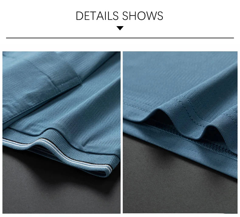 TFETTERS-Camiseta de manga corta para hombre, Polo de negocios antiarrugas con diseño de bolsillo Real, cuello vuelto