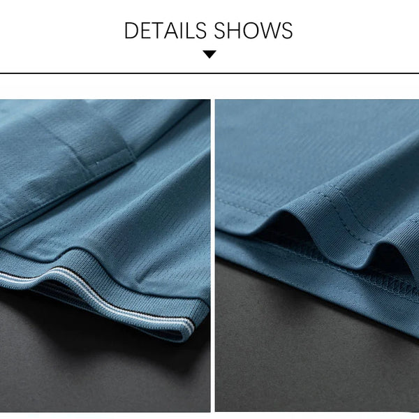 TFETTERS-Camiseta de manga corta para hombre, Polo de negocios antiarrugas con diseño de bolsillo Real, cuello vuelto