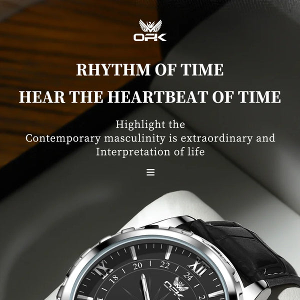 Reloj de cuarzo para hombre con doble calendario y correa de acero marca OPK