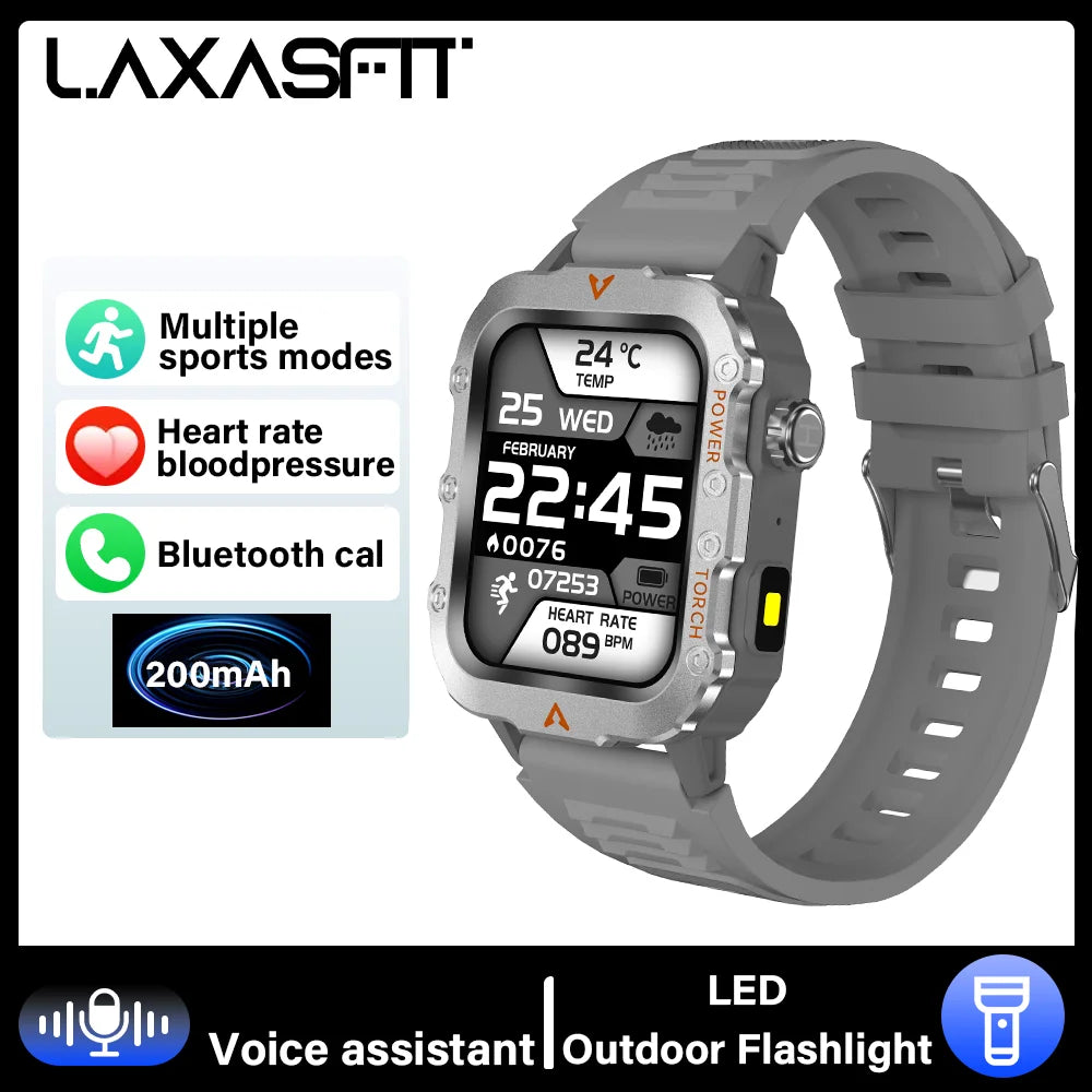 reloj inteligente militar para hombres al aire libre Bluetooth Talk deportes Monitor de ritmo cardíaco reloj inteligente Android IOS