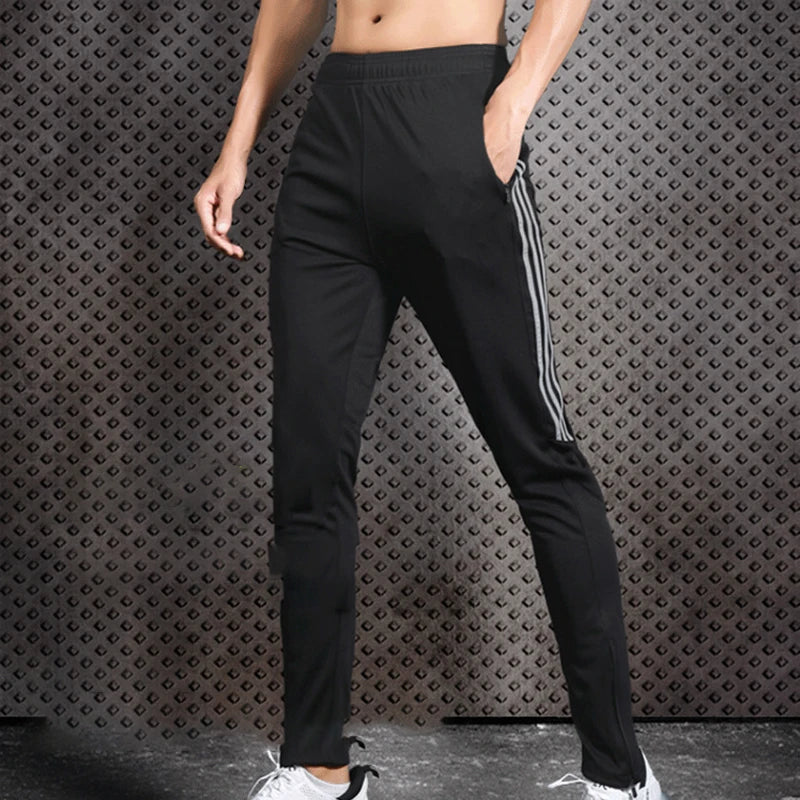 Pantalones de entrenamiento de fútbol deportivos de secado rápido para hombre con bolsillos con cremallera pantalones largos para correr y trotar