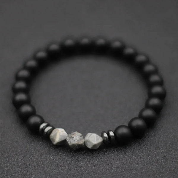 Pulsera de moda para Hombre, pulsera de piedra de ónix negro, ojos de tigre naturales irregulares, cuentas de sodalita, accesorios para Hombre