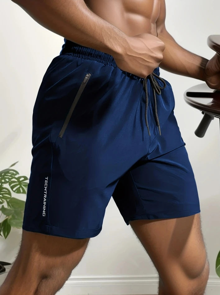 Pantalones cortos deportivos de secado rápido para hombre, Shorts transpirables con cordón en la cintura.