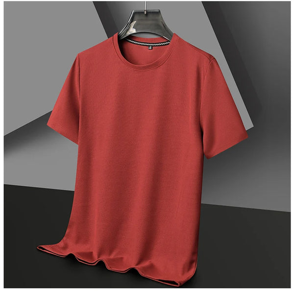 Nueva camiseta de manga corta con cuello redondo y gofres de verano para hombre, Top de manga corta