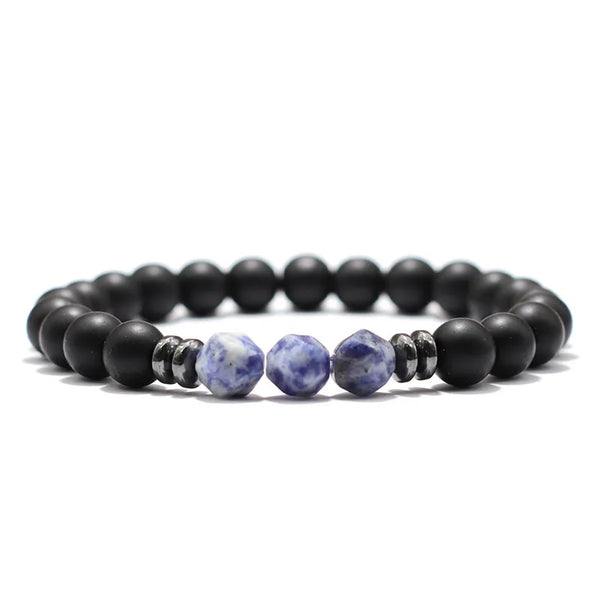 Pulsera de moda para Hombre, pulsera de piedra de ónix negro, ojos de tigre naturales irregulares, cuentas de sodalita, accesorios para Hombre