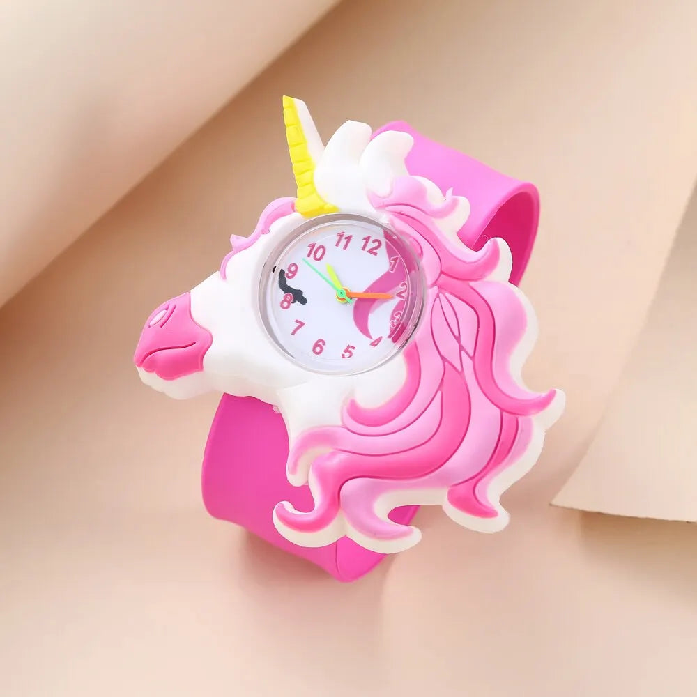 Reloj de dibujos animados 3D para niños, astronauta, aves de corral, frutas, flores, cuarzo, arcoíris, amor, pastel de cumpleaños, regalo para bebé, juguete