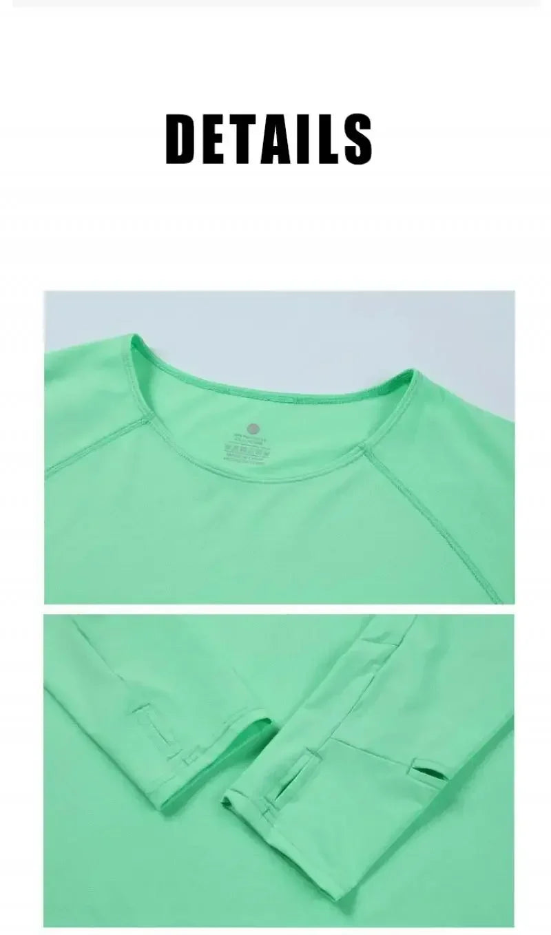 Camiseta para correr maratón para hombre, camiseta de manga larga Anti-UV de secado rápido para entrenamiento, traje de entrenamiento físico con agujero para el pulgar, puño antiestático