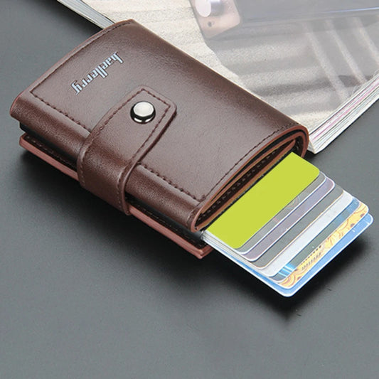 Tarjetero de cuero PU para hombre y mujer, tarjetero de identificación de negocios, Metal RFID, caja de aluminio Vintage, billetera para tarjetas, Nota de carbono, nuevo