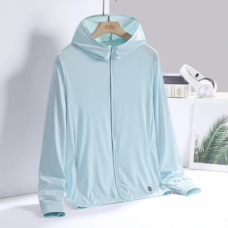 Chaqueta unisex novedad de verano UPF 50+ UV protección solar chaqueta con capucha hombres mujeres ligero senderismo al aire libre