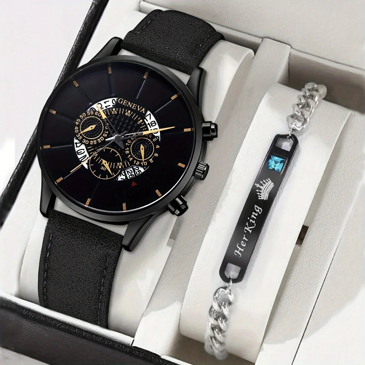 Reloj de cuarzo con correa hueca versátil para hombre, Reloj clásico de calle a la moda + 1 pulsera