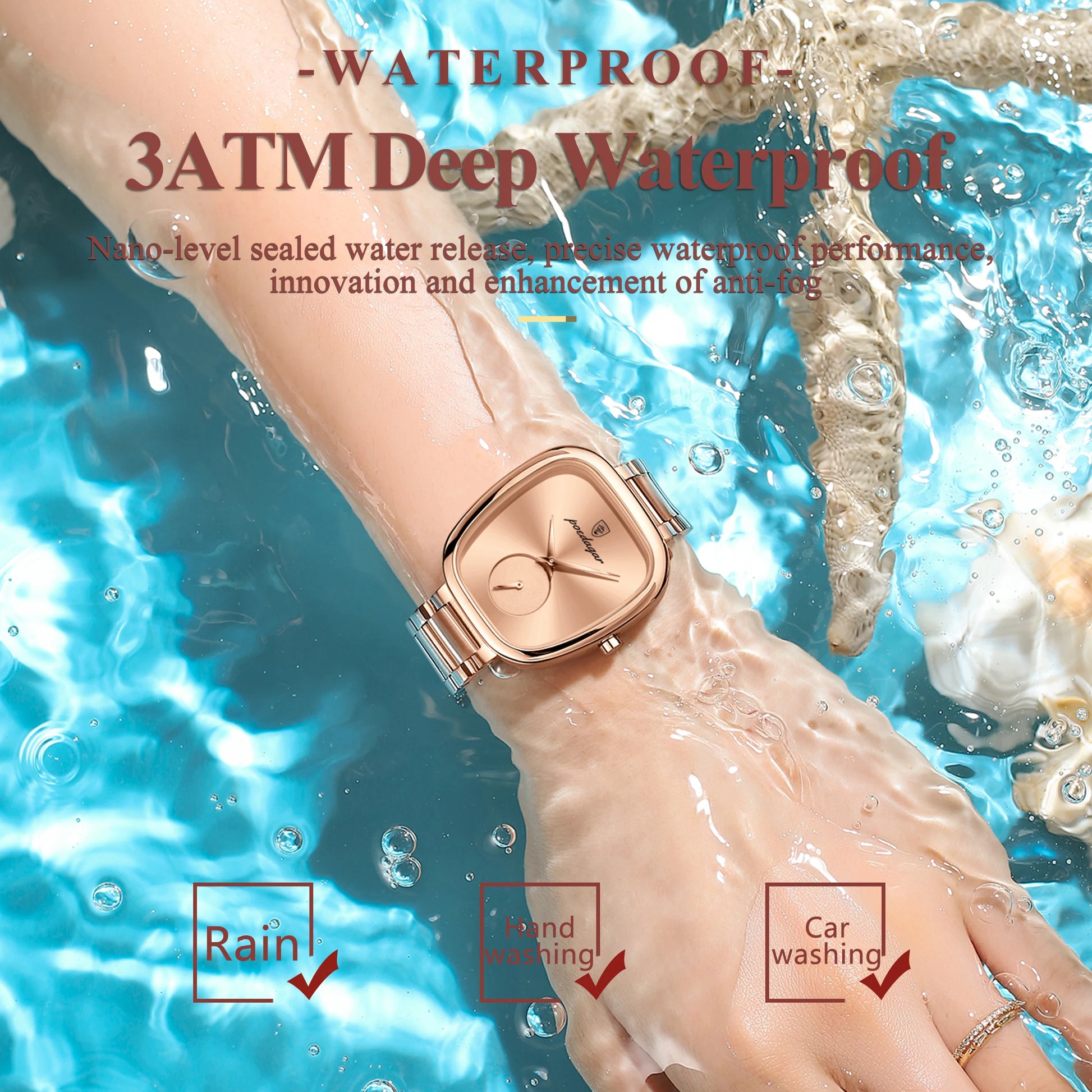 Reloj POEDAGAR elegante de lujo para mujer, Reloj de cuarzo de acero inoxidable resistente al agua para mujer, relojes informales de alta calidad para mujer