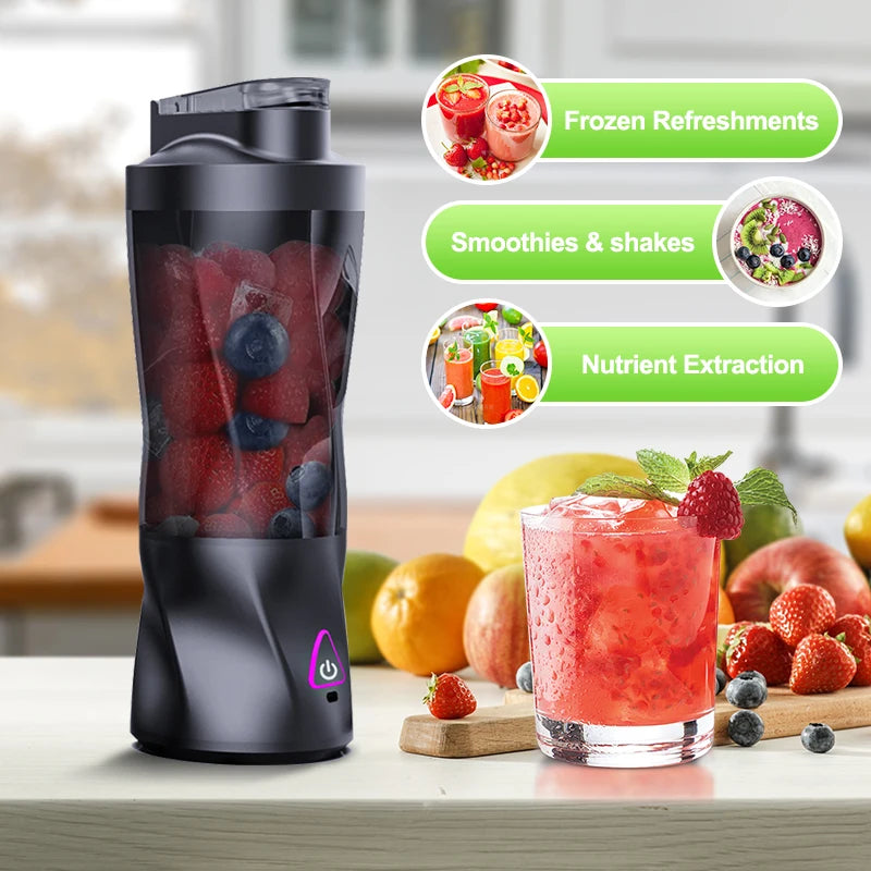 Exprimidor eléctrico portátil, mezclador de frutas frescas, 700ML, multifuncional, recargable por USB, batidos, licuadora, taza mezcladora para exteriores