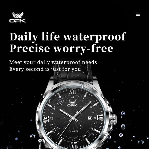 Reloj de cuarzo para hombre con doble calendario y correa de acero marca OPK