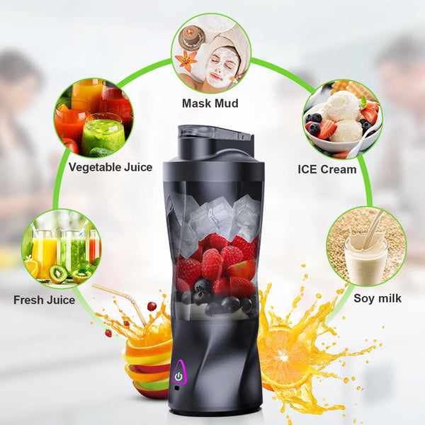 Exprimidor eléctrico portátil, mezclador de frutas frescas, 700ML, multifuncional, recargable por USB, batidos, licuadora, taza mezcladora para exteriores