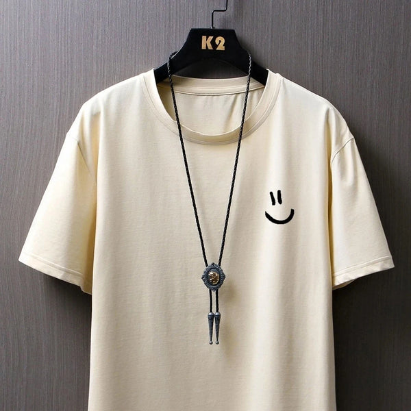 Camisetas minimalistas con estampado gráfico de cara sonriente para hombre, camiseta de Hip Hop, ropa, camiseta transpirable de verano