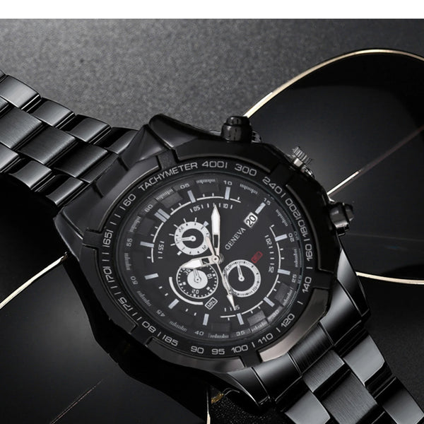 Reloj de cuarzo con esfera de acero para hombre, pulsera de negocios con esfera a escala