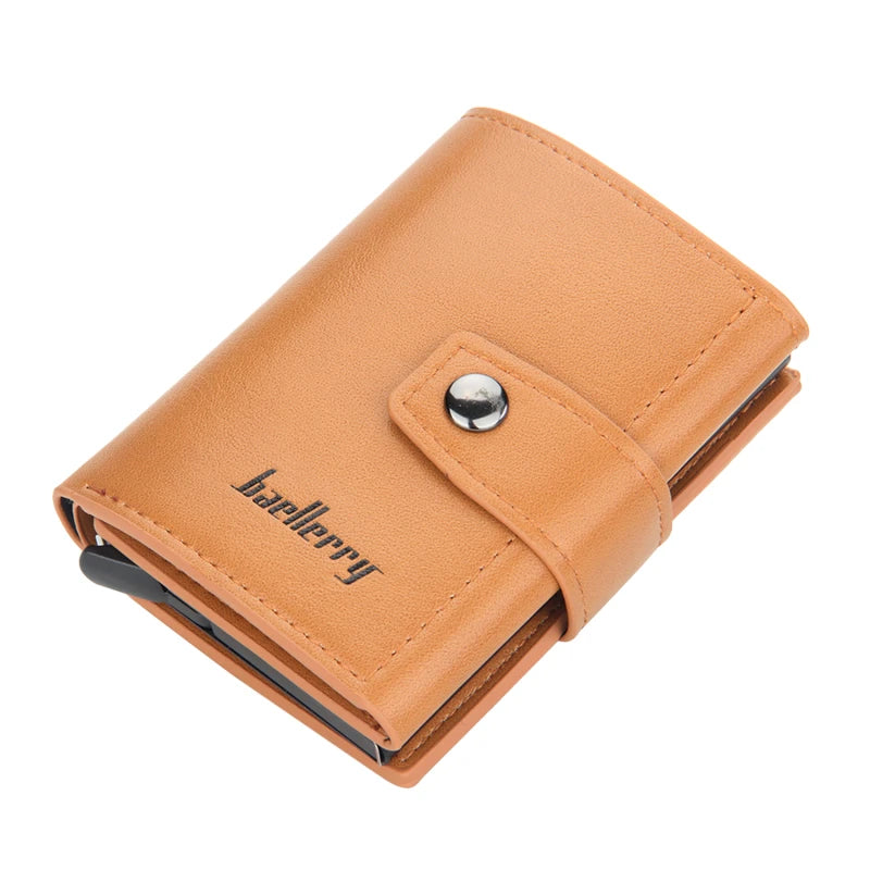 Tarjetero de cuero PU para hombre y mujer, tarjetero de identificación de negocios, Metal RFID, caja de aluminio Vintage, billetera para tarjetas, Nota de carbono, nuevo