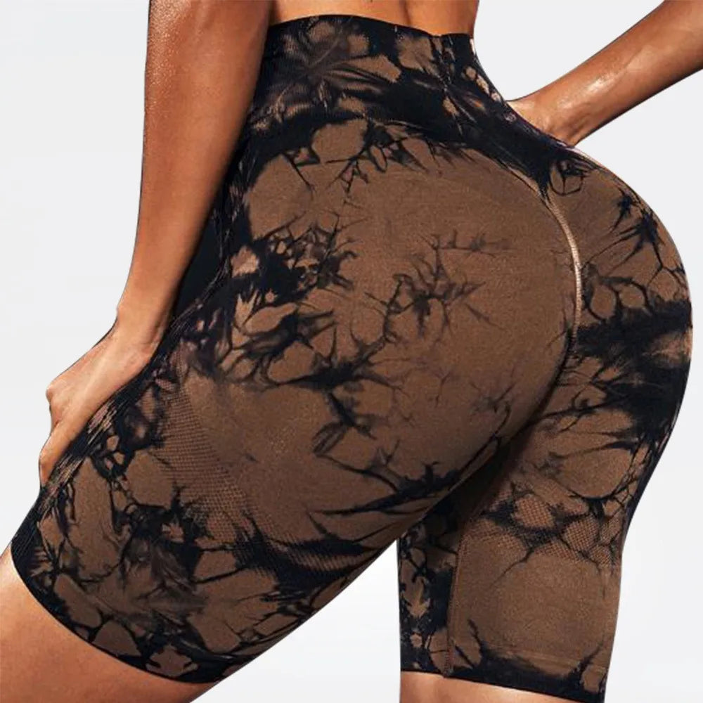 Espectacular short deportivo sin costuras teñidos para mujer, ideal para moldear tu figura y hacer ejercic