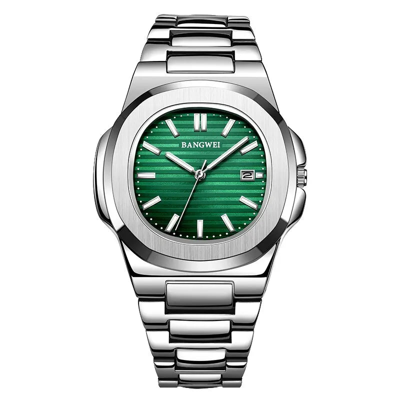 Reloj de cuarzo de lujo para hombre, reloj cronógrafo deportivo de acero inoxidable resistente al agua 30M