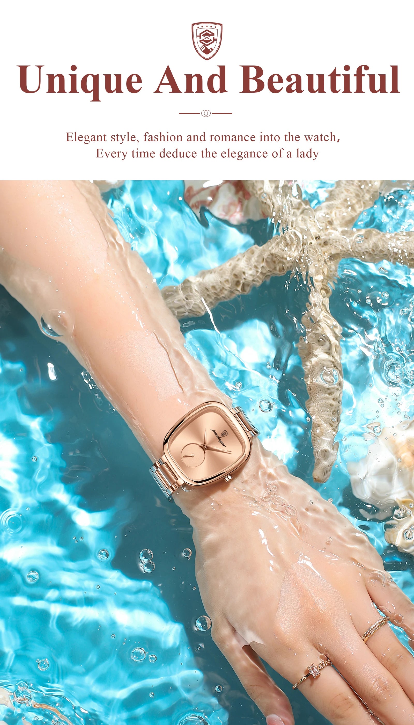 Reloj POEDAGAR elegante de lujo para mujer, Reloj de cuarzo de acero inoxidable resistente al agua para mujer, relojes informales de alta calidad para mujer