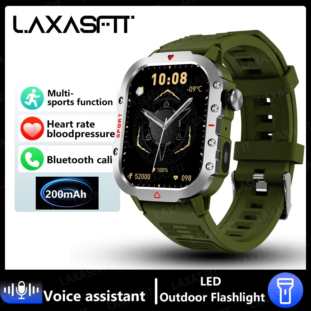reloj inteligente militar para hombres al aire libre Bluetooth Talk deportes Monitor de ritmo cardíaco reloj inteligente Android IOS