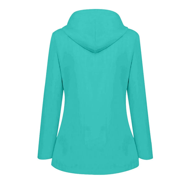 Chaqueta impermeable para mujer, gabardinas largas con capucha, cortavientos forrado, chaqueta de viaje, chaqueta de lluvia a rayas sólidas para exteriores